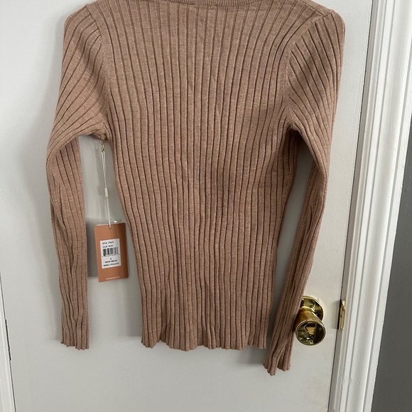 NWT Cyrus Long sleeve fine rib knit sweater in Toffee women's small (004) - Picture 6 of 7